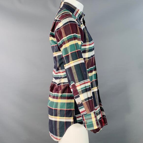 THOM BROWNE Size XS Multi Color Plaid Cotton One Pocket Long Sleeve Shirt - Picture 3 of 6